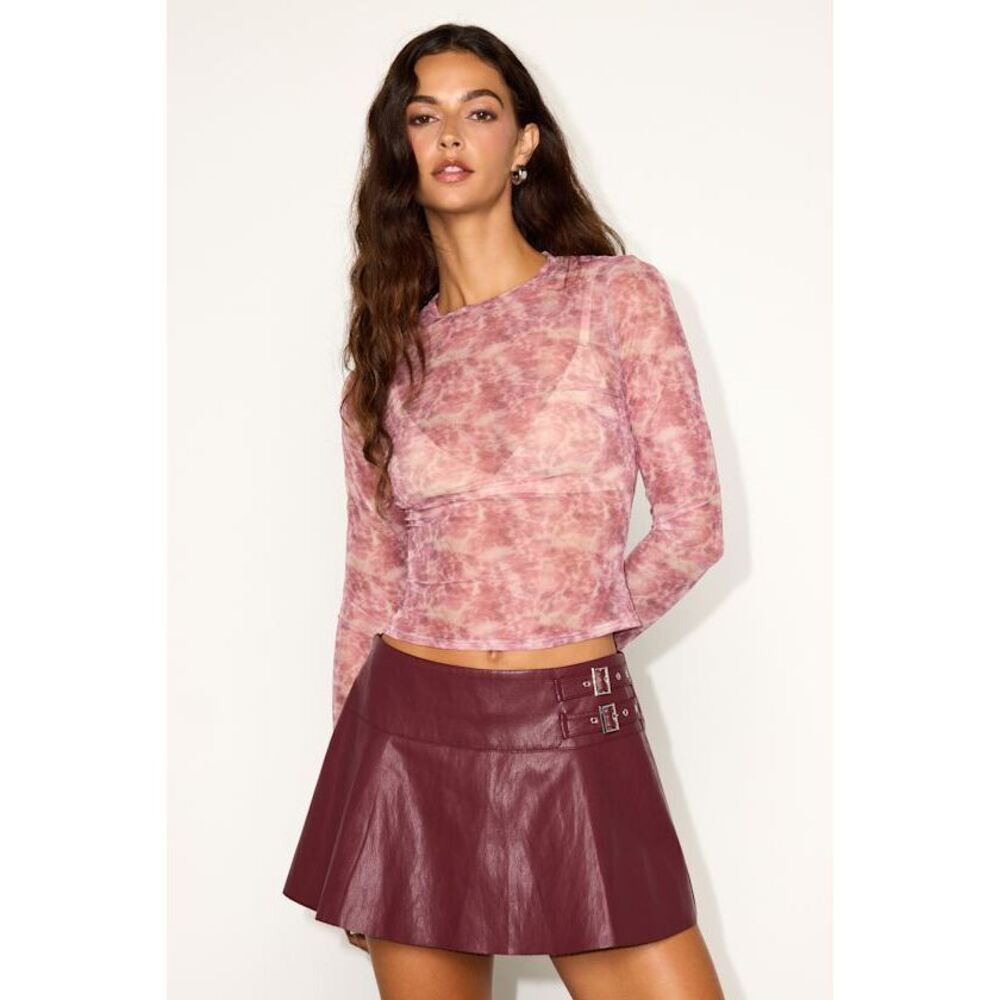 Lulus Rebeka Burgundy Vegan Leather Low-rise Skort Red - Size M